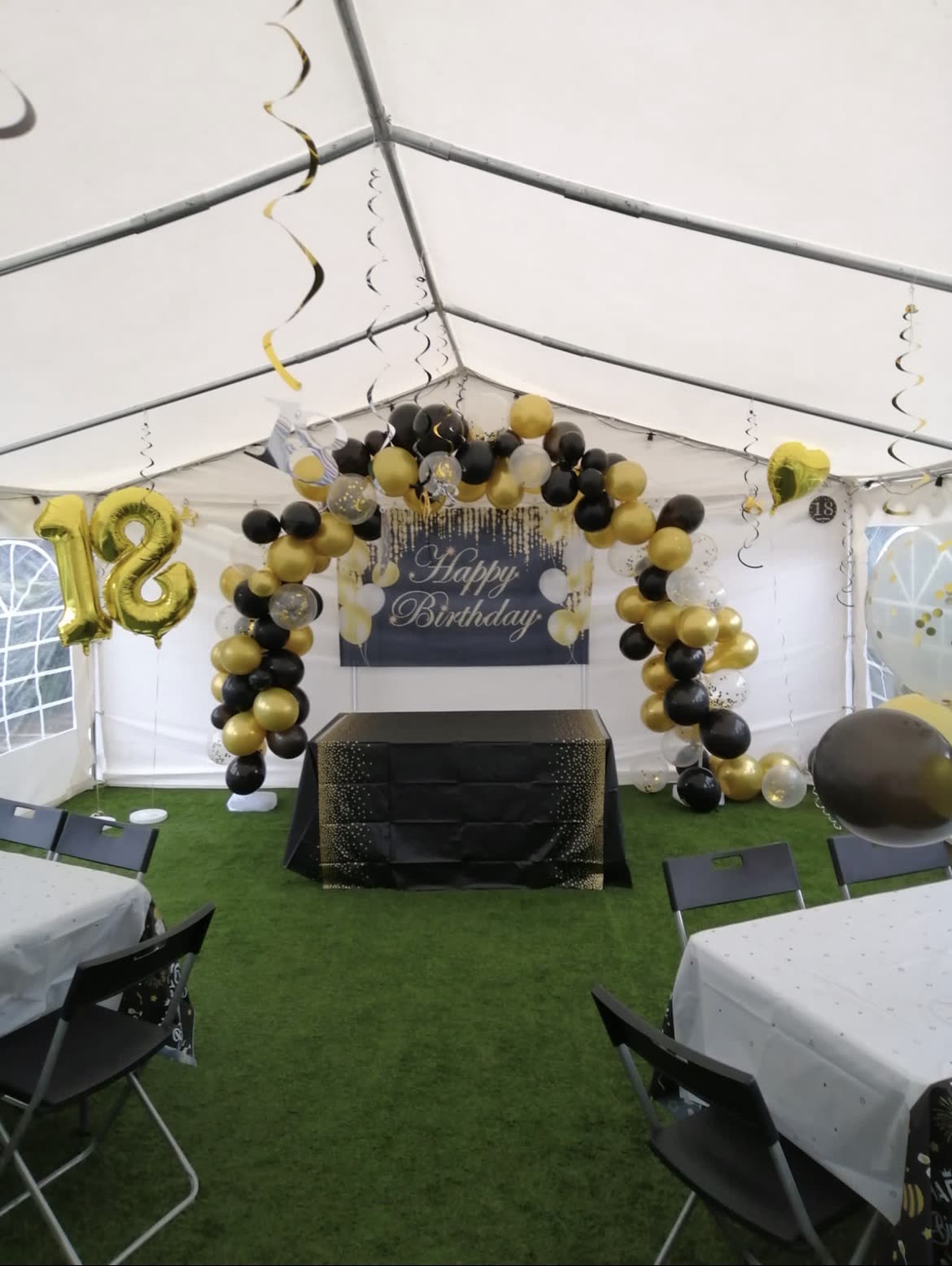 Marquee decorated for a birthday celebration